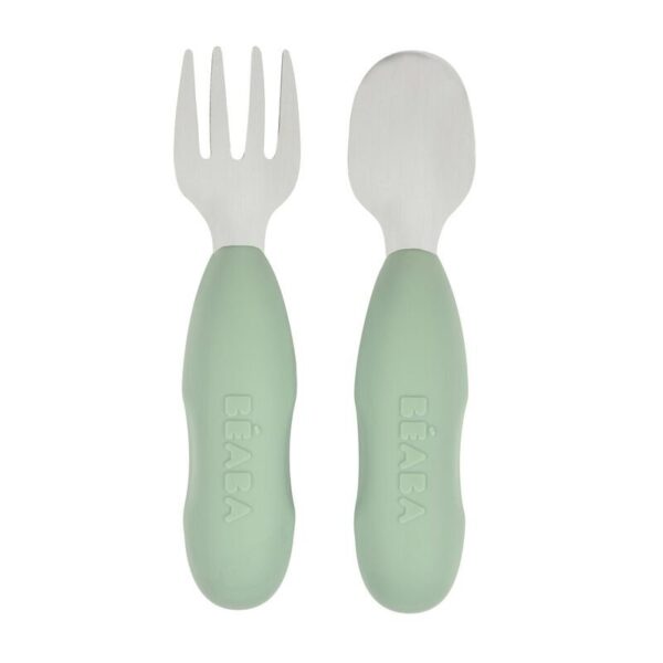 BEABA ช้อนสแตนเลส ฝึกทานอาหาร 2 ชิ้น (10m+)